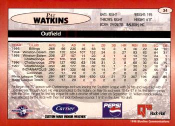 1998 Blueline Q-Cards Indianapolis Indians #34 Pat Watkins Back