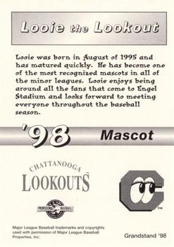 1998 Grandstand Chattanooga Lookouts #NNO Looie The Lookout Back