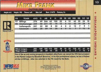1999 Blueline Indianapolis Indians #13 Mike Frank Back