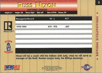 1999 Blueline Indianapolis Indians #3 Russ Nixon Back
