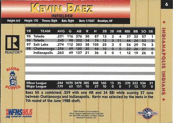 1999 Blueline Indianapolis Indians #6 Kevin Baez Back