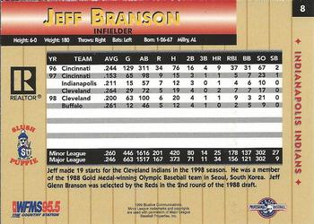 1999 Blueline Indianapolis Indians #8 Jeff Branson Back