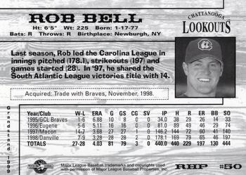 1999 Grandstand Chattanooga Lookouts #NNO Rob Bell Back