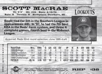 1999 Grandstand Chattanooga Lookouts #NNO Scott MacRae Back