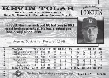 1999 Grandstand Chattanooga Lookouts #NNO Kevin Tolar Back