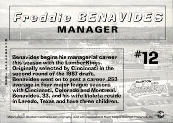1999 Grandstand Clinton LumberKings #NNO Freddie Benavides Back