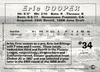 1999 Grandstand Clinton LumberKings #NNO Eric Cooper Back