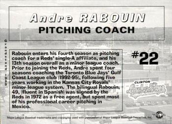 1999 Grandstand Clinton LumberKings #NNO Andre Rabouin Back