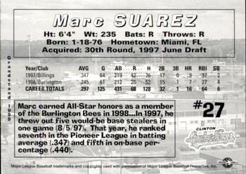1999 Grandstand Clinton LumberKings #NNO Marc Suarez Back