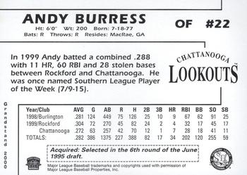 2000 Grandstand Chattanooga Lookouts #NNO Andy Burress Back