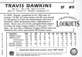 2000 Grandstand Chattanooga Lookouts #NNO Travis Dawkins Back