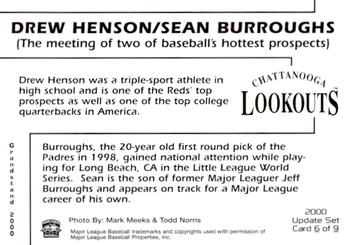 2000 Grandstand Chattanooga Lookouts Update #6 Drew Henson / Sean Burroughs Back