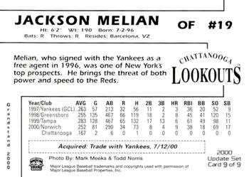 2000 Grandstand Chattanooga Lookouts Update #9 Jackson Melian Back