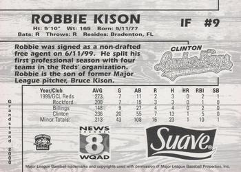 2000 Grandstand Clinton LumberKings #NNO Robbie Kison Back