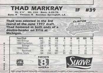 2000 Grandstand Clinton LumberKings #NNO Thad Markray Back
