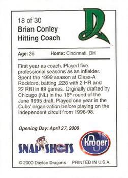 2000 Kroger Dayton Dragons #18 Brian Conley Back