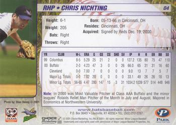 2001 Choice Louisville RiverBats #04 Chris Nichting Back