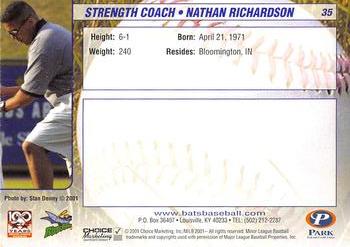 2001 Choice Louisville RiverBats #35 Nathan Richardson Back