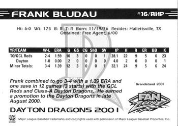 2001 Grandstand Dayton Dragons #NNO Frank Bludau Back