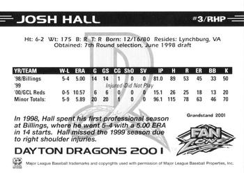 2001 Grandstand Dayton Dragons #NNO Josh Hall Back