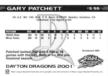 2001 Grandstand Dayton Dragons #NNO Gary Patchett Back