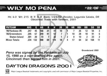 2001 Grandstand Dayton Dragons #NNO Wily Mo Pena Back