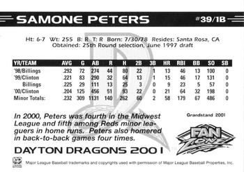 2001 Grandstand Dayton Dragons #NNO Samone Peters Back