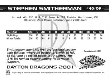 2001 Grandstand Dayton Dragons #NNO Stephen Smitherman Back