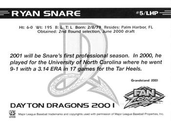 2001 Grandstand Dayton Dragons #NNO Ryan Snare Back