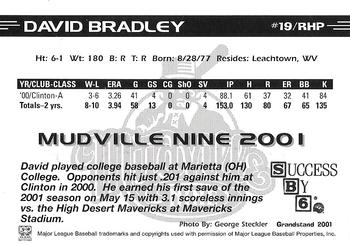 2001 Grandstand Mudville Nine #3 David Bradley Back