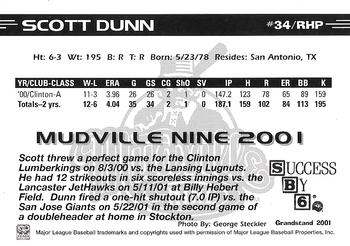 2001 Grandstand Mudville Nine #12 Scott Dunn Back