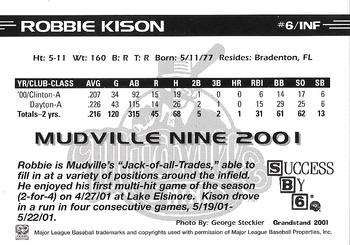 2001 Grandstand Mudville Nine #14 Robbie Kison Back