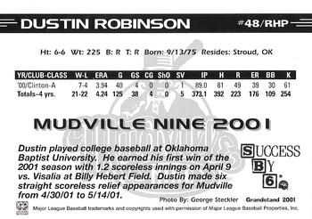 2001 Grandstand Mudville Nine #21 Dustin Robinson Back