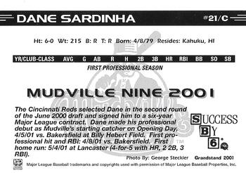 2001 Grandstand Mudville Nine #24 Dane Sardinha Back