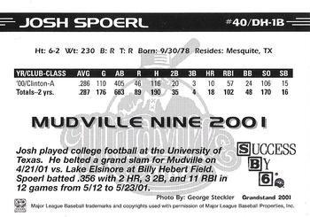 2001 Grandstand Mudville Nine #26 Josh Spoerl Back