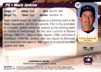 2002 Choice Louisville Bats #28 Mack Jenkins Back