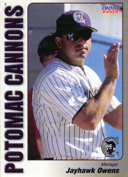 2003 Choice Potomac Cannons #25 Jayhawk Owens Front