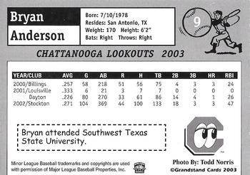 2003 Grandstand Chattanooga Lookouts #NNO Bryan Anderson Back