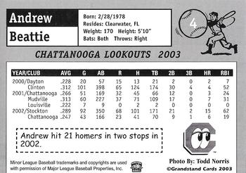 2003 Grandstand Chattanooga Lookouts #NNO Andrew Beattie Back