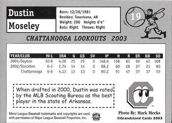2003 Grandstand Chattanooga Lookouts #NNO Dustin Moseley Back