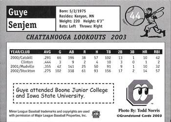 2003 Grandstand Chattanooga Lookouts #NNO Guye Senjem Back