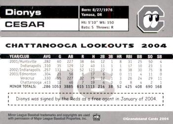 2004 Grandstand Chattanooga Lookouts #NNO Dionys Cesar Back