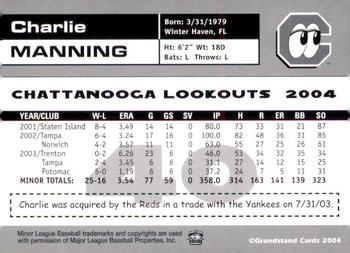 2004 Grandstand Chattanooga Lookouts #NNO Charlie Manning Back
