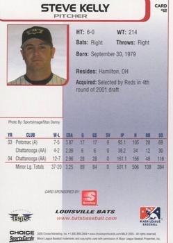 2005 Choice Louisville Bats #12 Steve Kelly Back