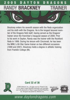 2005 MultiAd Dayton Dragons #4 Randy Brackney Back
