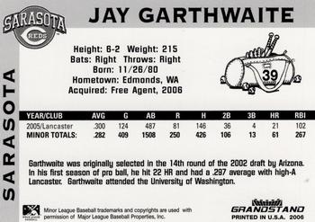 2006 Grandstand Sarasota Reds #NNO Jay Garthwaite Back