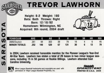 2006 Grandstand Sarasota Reds #NNO Trevor Lawhorn Back