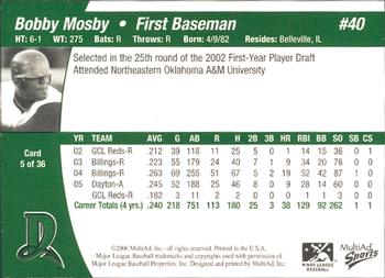 2006 MultiAd Dayton Dragons #5 Bobby Mosby Back