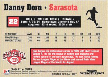 2007 Grandstand Sarasota Reds #NNO Danny Dorn Back
