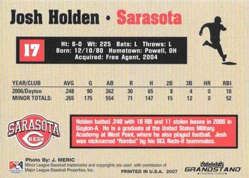2007 Grandstand Sarasota Reds #NNO Josh Holden Back